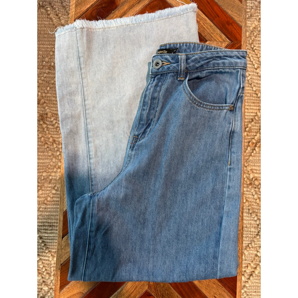 La Chapelle Wide Leg Gradient Ombre Fade Jeans, High Rise